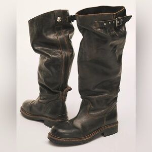 NWOB Free People We The Free Leather Rapids Riding Boots in Dark Roast Brown